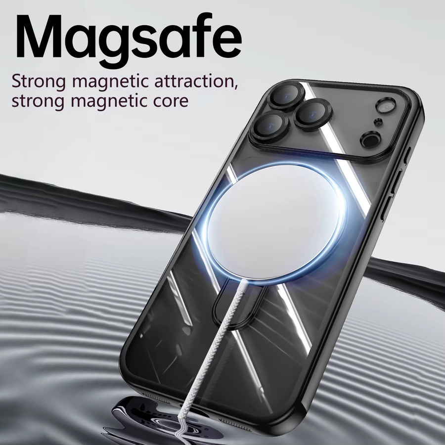Magnetische Saugnapf-Telefonhülle mit Drehhalterung für iPhone 17 16 15 14 Pro Max, hochtransparente galvanisierte Schutzhülle in Blau - Bild 2