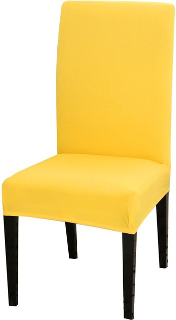 BC-Warm Home Elastischer Stuhlbezug aus Polyester und Elasthan in Gelb für Esszimmerstühle - Bild 1