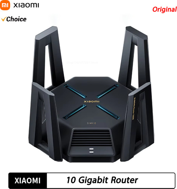Xiaomi 10 Gigabit Tri-Band WLAN Router mit Dual 10G Netzwerkanschluss und 2GB RAM in Schwarz (Chinesische Version) - Bild 1