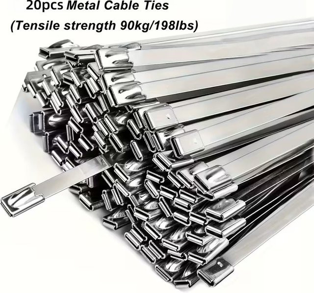 20 Stück Edelstahl Kabelbinder in Silber, 10 Zoll lang, rostfreie Hochleistungs-Kabelbinder für Automobil, Maschinerie und Outdoor - Bild 1