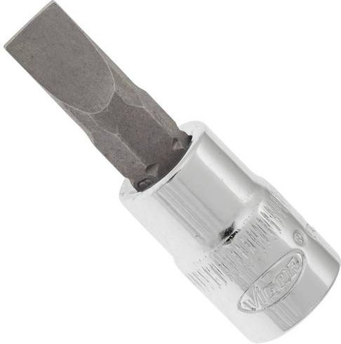 Vigor Schraubendreher-Einsatz V2597N mit Schlitz-Profil, Innenvierkant 6,3 mm (1/4 Zoll), Farbe Silber, Gesamtlänge: 38 mm - Bild 1