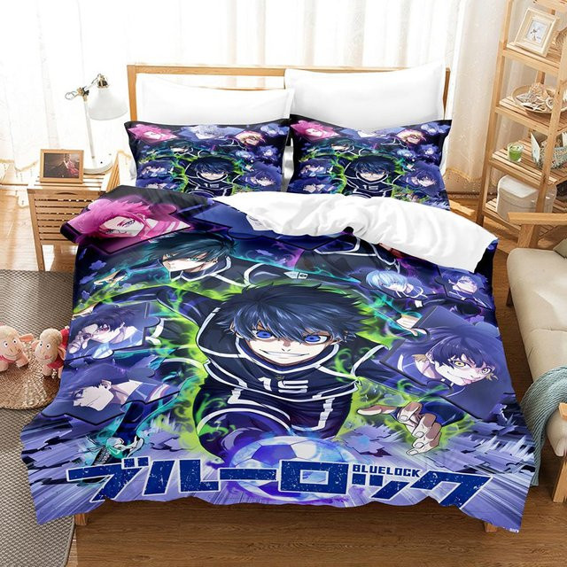 Blue Lock Anime Bettwäsche-Set aus Mikrofaser in Blau für Teenager, B/H: 180 x 210 cm - Bild 1