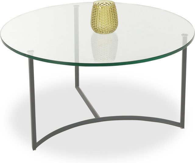 Couchtisch MOON 8421 von HASSE in Grau und Transparent mit Klarglas und Metall, rund, Durchmesser: 37 cm, Höhe: 37 cm - Bild 1