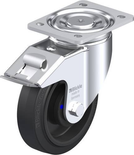 Blickle Lenkrolle LH-POEV 160XKA-FI mit Feststeller in Schwarz und Silber, Rad-Durchmesser: 160 mm, Tragfähigkeit: 400 kg - Bild 1