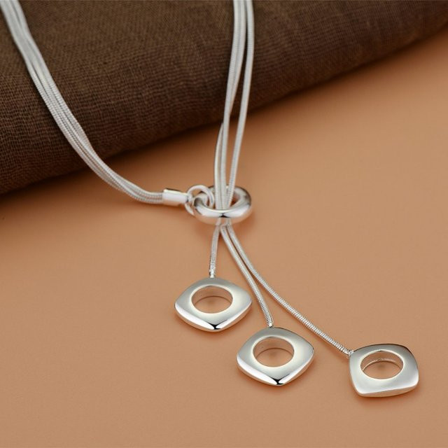 SAY Halskette mit quadratischem Block-Anhänger, 925 Silber, Unisex - Bild 1