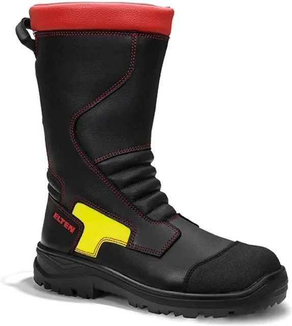 Elten Feuerwehrschlupfstiefel Form D Clay ESD F2A aus Rindleder in Schwarz und Rot, Größe 45 - Bild 1