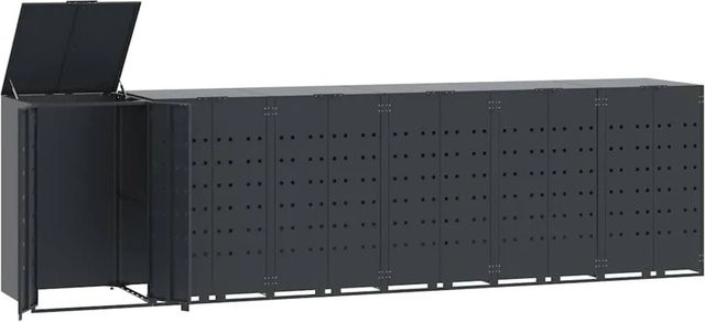 DELUKE Mülltonnenbox GORILO Mülltonnenverkleidung für 6 Tonnen aus Stahl in Anthrazit, B/T/H: 414 x 79 x 117 cm - Bild 1