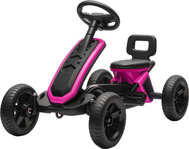 AIYAPLAY Go Kart Kart Pedales mit EVA-Rädern und Metallrahmen Rosa - Bild 1