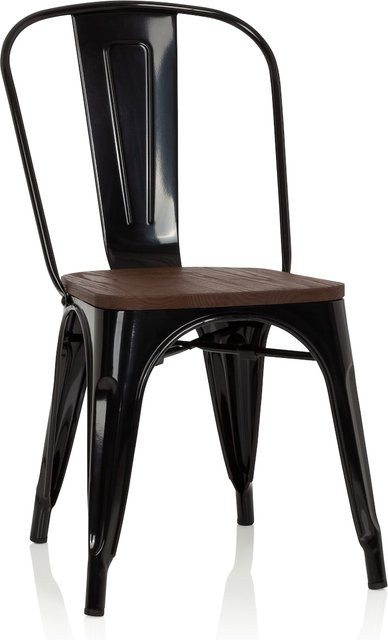 hjh OFFICE Bistrostuhl VANTAGGIO COMFORT W aus Stahl und Ulmenholz ohne Armlehnen - Bild 1