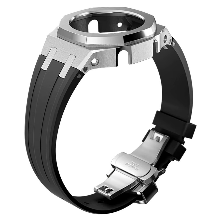 Casio Uhrenarmband, Edelstahl, Silikonband, Schwarz - Bild 2
