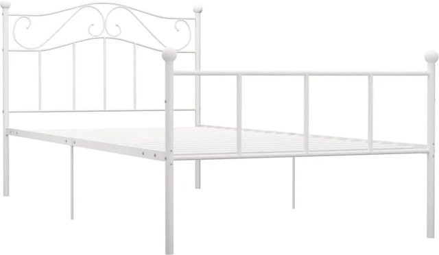 vidaXL Bettgestell aus Metall in Weiß, B/T/H: 90 x 200 x 97,5 cm - Bild 1