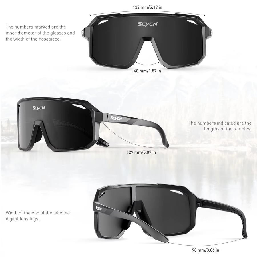 SCVCN Sportsonnenbrille, Vollrand, Black, Unisex, Kunststoff - Bild 5