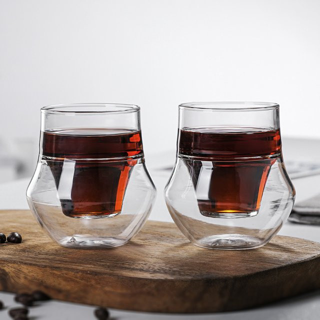 ACRDDK Doppelwandige Espressotassen aus Glas in Transparent mit hängendem Ohr - Bild 1