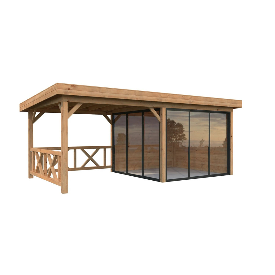 Palmako Pavillon Lenna Set 403 Slide aus Fichtenholz in Braun, B/H/T: 588 x 245 x 300 cm - Bild 2