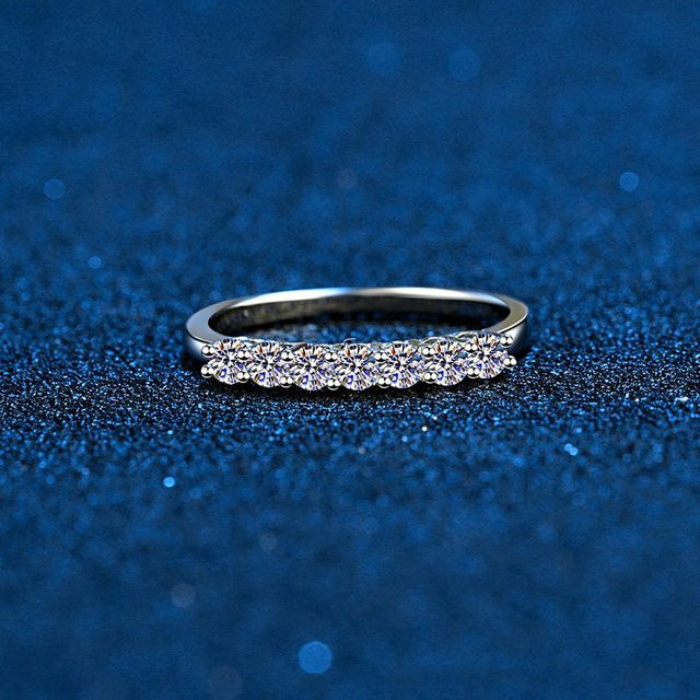 Wucifang Jewelry Eternity Ring, 925 Silber, Moissanit, Schwarz, Damen - Bild 1