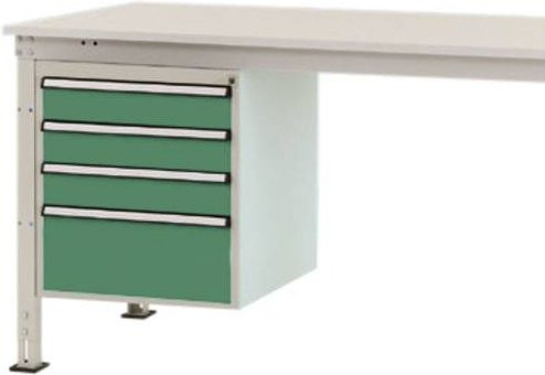 Manuflex ZB4812.6011 Gehäuse-Unterbau Stationär in Grün-Weiß mit 4 Schubfächern und Nutzhöhe 500 mm für Tischtiefe 800 mm - Bild 1