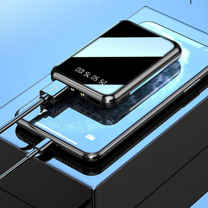 VIVO Mini-Powerbank 50000mAh Tragbares Ladegerät in Schwarz mit Spiegelbildschirm und LED-Digital-Anzeige für iPhone Xiaomi Samsung - Bild 6