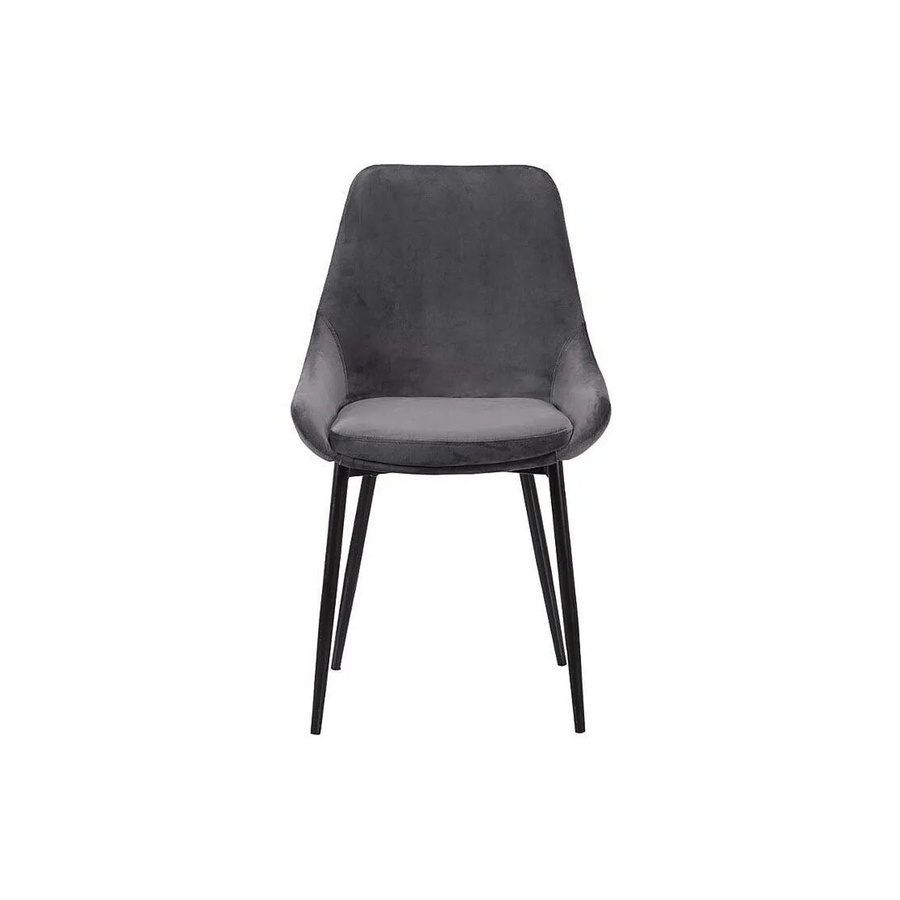 Vente-unique Stuhl Masurie in Anthrazitgrau aus Samt, Breite: 49 cm - Bild 2