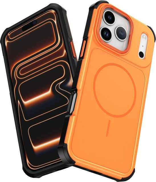 SUNWARD MagSafe Magnetische Handyhülle für iPhone 17 16 15 14 13 12 11 Pro Max Plus – Robuste Heavy-Duty Hybrid Stoßfeste Schutzhülle in Schwarz und Orange - Bild 1