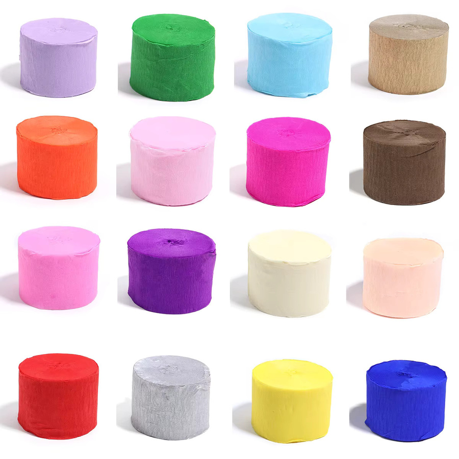 Buntes Krepppapier in Mehrfarben für DIY-Dekorationen, Hochzeiten und Partys, Rolle mit 25 m Länge und 4,5 cm Breite - Bild 3
