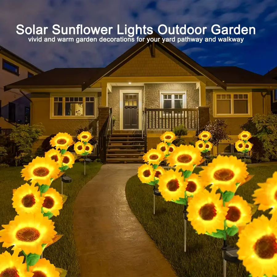 Peach Forest Solar Sonnenblumen LED Gartenleuchte, Gelb, Warmweiß - Bild 4