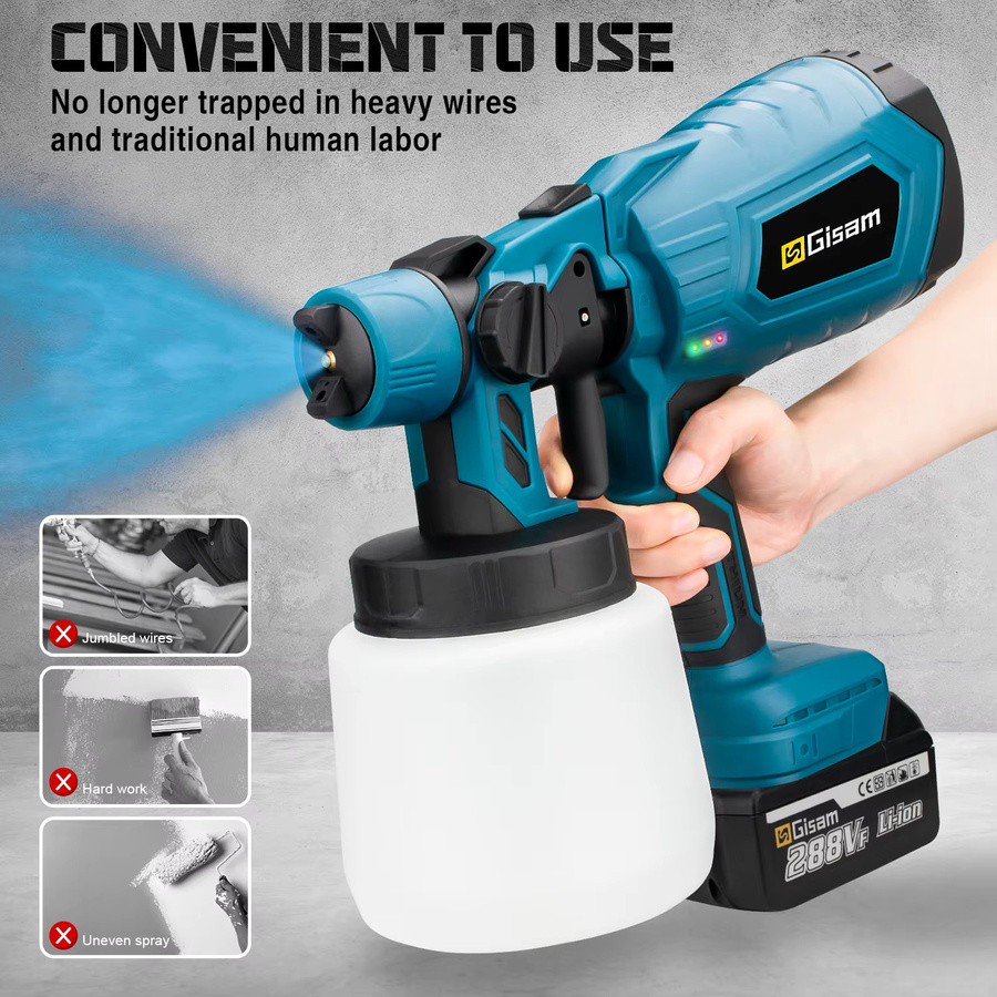Makita Akku-Farbspritzpistole HVLP Elektrische Spritzpistole für Auto und Möbel in Blau mit 1000 ml Behälter - Bild 3