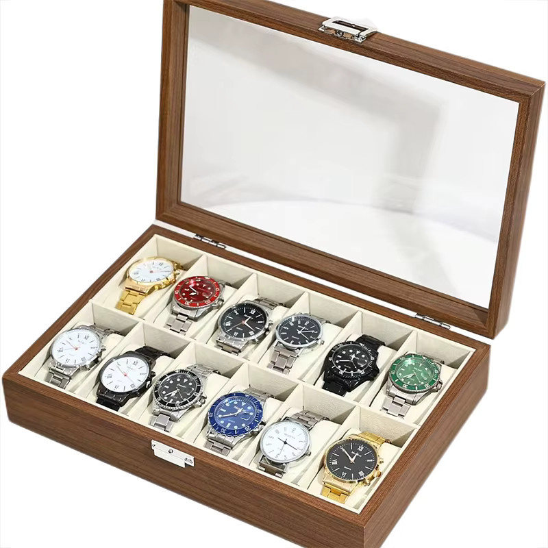 CCZIDONGH Uhrenbox Holz, 12 Fächer, Glasfenster, Unisex - Bild 5