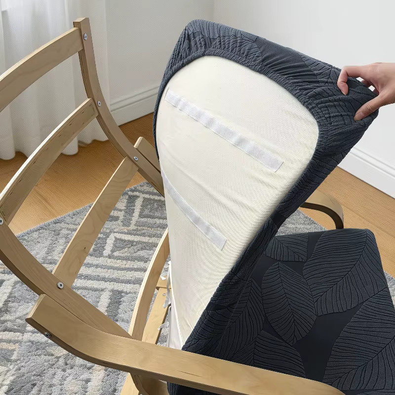 WANERQU Jacquard Stuhlbezug für Lounge-Sessel mit floralem Muster, rutschfest, grau - Bild 3