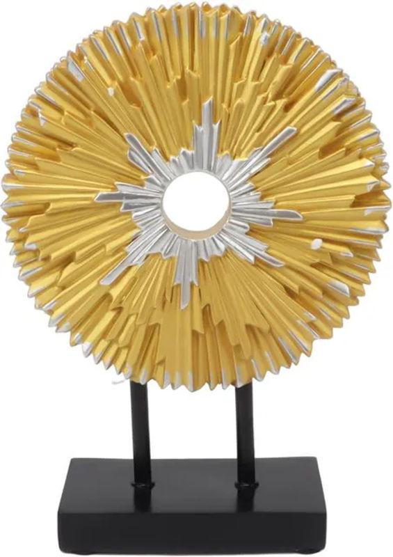 Abstrakte Statue von OutsideWorld in Gold, modernes Rundes Linien-Ornament aus Kunstharz als Schreibtischdekoration - Bild 1