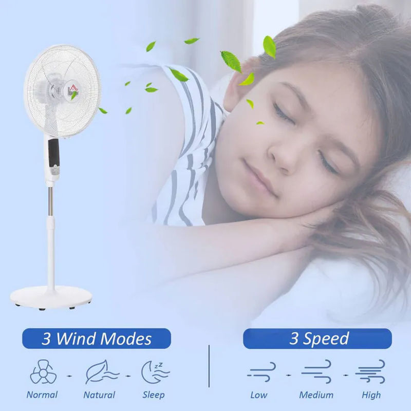 HOMCOM Standventilator in Weiß mit Fernbedienung, Timer und Oszillation, B/H/T: 45 x 138 x 42 cm - Bild 3