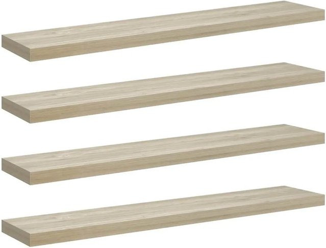 vidaXL Schweberegale 4er Set in Eichen-Optik, Farbe Braun, B/T/H: 120 x 23,5 x 3,8 cm - Bild 1