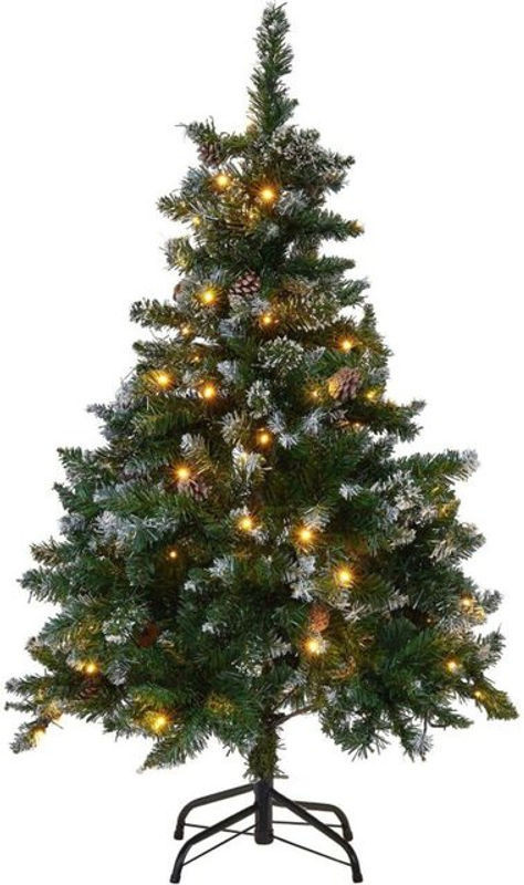 BELIANI Weihnachtsbaum mit LED-Beleuchtung und Schnee-Effekt in Grün, Höhe: 120 cm - Bild 1