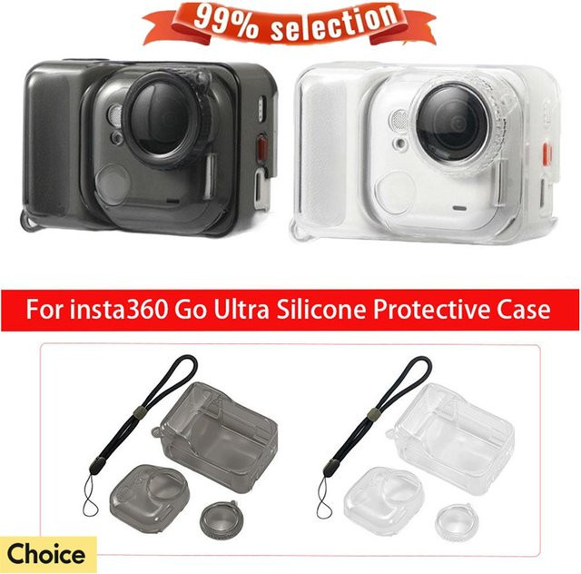 Insta 360 GO Ultra Action-Kamera-Schutzhülle mit Nackenaufhängungsseil in Schwarz und Transparent - Bild 1