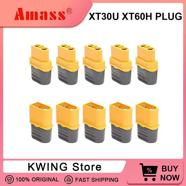 10 Stück Amass XT30 XT30U und XT60 XT60H Rundstecker Stecker in Gelb für RC Quadcopter FPV Racing Drone Lipo Batterie Flugzeug Auto Boot - Bild 1