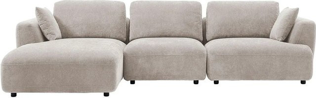 Vente-unique Sofa Tindralo L-Form in Beige mit Stoffbezug und Federfüllung, Breite: 303 cm - Bild 1