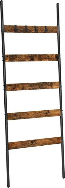 Vasagle Leiterregal mit 5 Ebenen und 4 Haken im Industrial Design, Farbe Braun-Schwarz, B/T/H: 65 x 65 x 176 cm - Bild 1