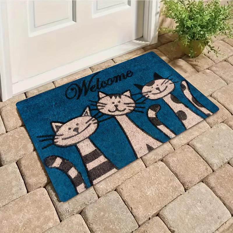 VIKAMA Gestreifter Katzenteppich in Blau, wetterfester Outdoor-Teppich und weiche Bodenmatte für Wohnzimmer, Schlafzimmer oder Garten, B/T: 60 x 40 cm - Bild 2