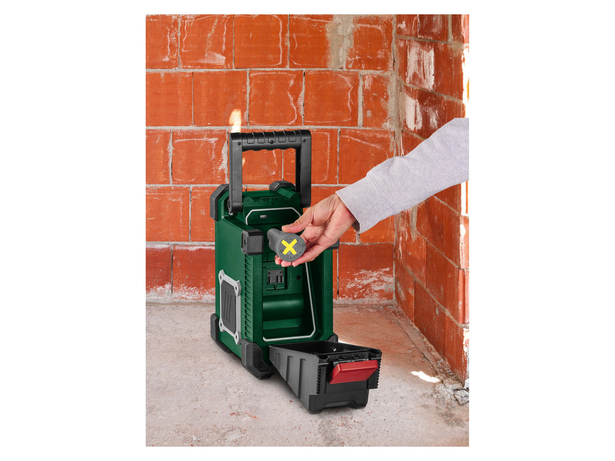Parkside 20 V Akku-Baustellenradio PBR 10 A1 mit Bluetooth, DAB+ und FM in Grün-Rot, ohne Akku und Ladegerät - Bild 2