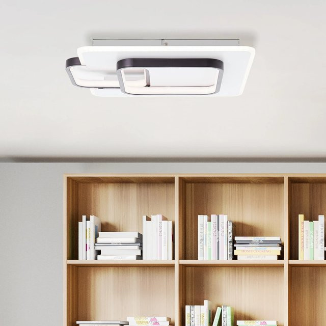 Brilliant Rezia LED-Deckenleuchte in Weiß und Schwarz, B: 45 cm, T: 40 cm, 34W, 3500lm, 3000K Warmweiß - Bild 1
