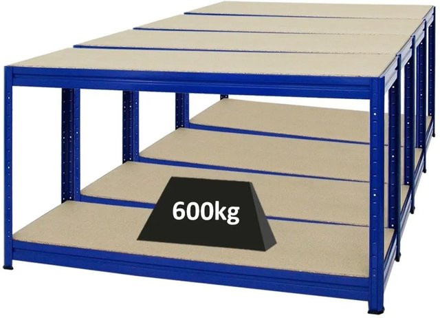 PROREGAL Dino Werkbank, 4er-Set höhenverstellbar, Blau, H x B x T: 90 x 160 x 60 cm, Traglast 600 kg - Bild 1