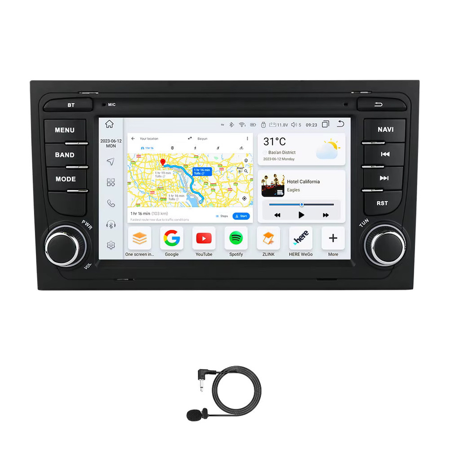 Hizpo Android 13 Auto Radio für Audi A4 B6 2000-2006 S4 B7 RS4 Seat Exeo mit 7 Zoll Display, GPS, Drahtlosem CarPlay und 4G Unterstützung in Schwarz - Bild 6