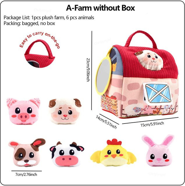 Binchi Outdoor Product Plüsch Baby Taschentuchbox Tiere Bauernhof, mit Ton, ab 0 Jahre - Bild 1