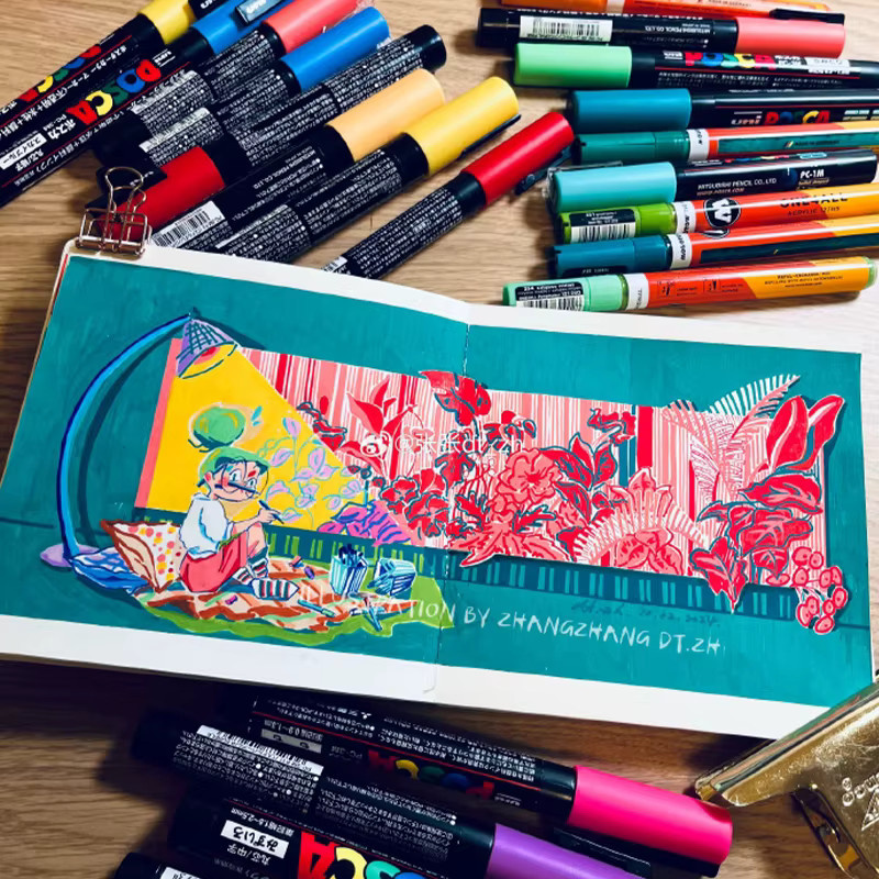 POSCA Acryl-Marker Set in Multicolour mit Stiftstärken von 0,7–2,5 mm für professionelle Kunst und Schule - Bild 4