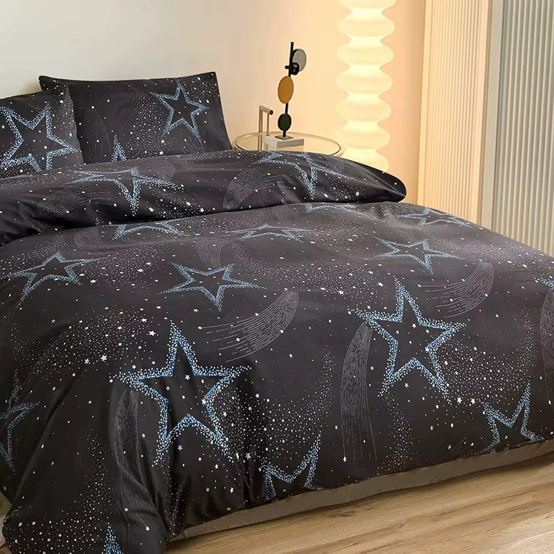 EGW Bettbezug mit Sternen-Aufdruck aus Polyester, Reversibles Design, Schwarz, B: 240 cm, H: 220 cm - Bild 2