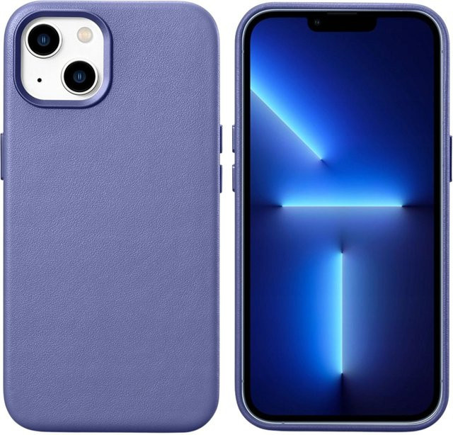 iCarer Lederhülle für iPhone 14 Plus in Hellviolett, kompatibel mit MagSafe - Bild 1