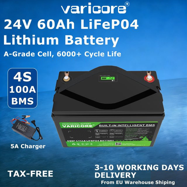 Varicore LiFePO4 Akku 24V 60Ah Schwarz mit integriertem Smart-BMS für Wohnmobile und Solaranlagen - Bild 1