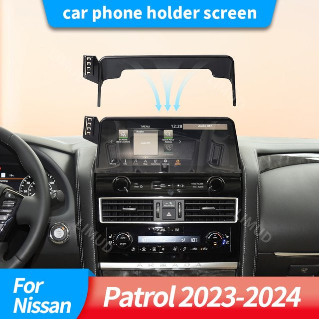 Navigationsbildschirm-Telefonhalterung für Nissan Patrol 2023-2024 in Schwarz - Bild 1