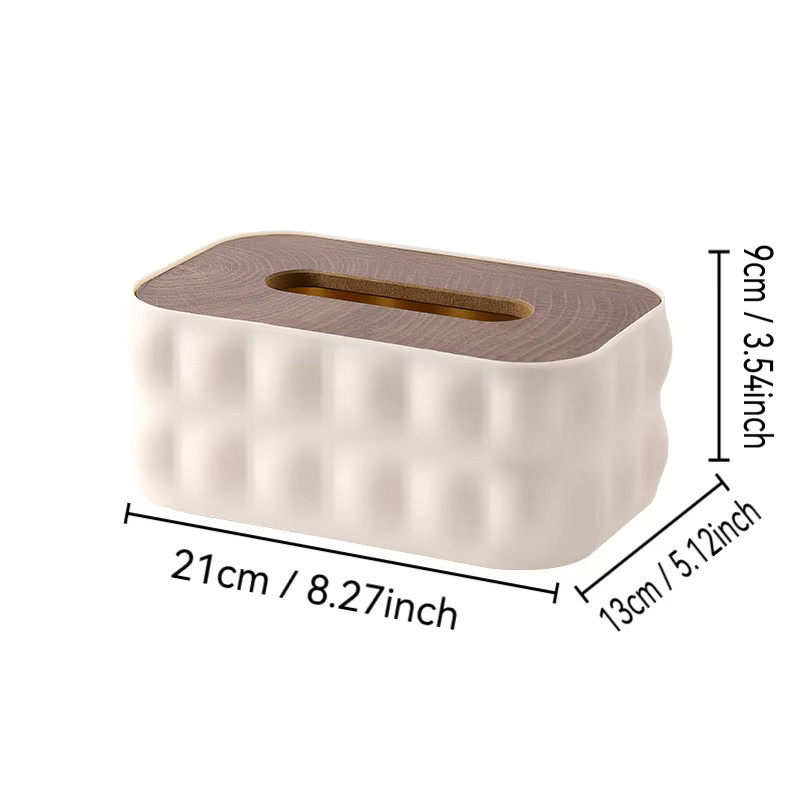 Elegante Taschentuchbox mit massivem Holzdeckel und quadratischem Muster in Schwarz oder Weiß - Bild 2