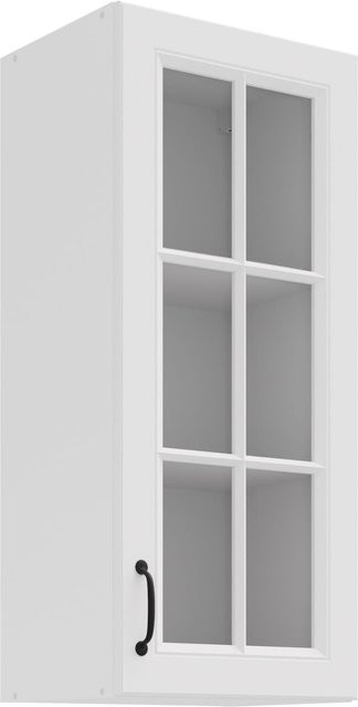 Glashängeschrank Stilo in Weiß mit Glastüren und Einlegböden im Landhausstil, Höhe: 90 cm, Breite: 40 cm - Bild 1