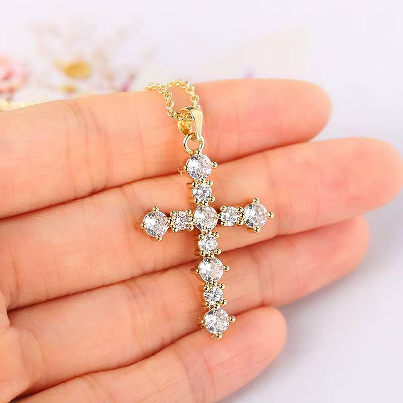ZHOUYANG Halskette Kreuz, Gold, Zirkonia, Unisex - Bild 2